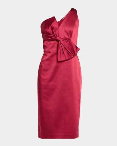 Aidan Mattox Sleeveless One-shoulder Satin Dress In Red