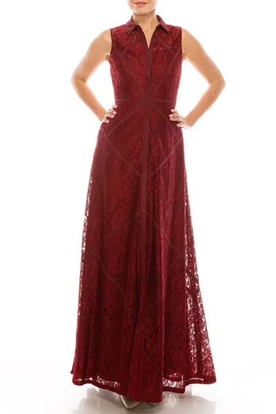 Aidan Mattox Sleeveless Piping Detail A-line Dress In Crimson In Gray