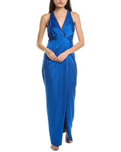 Aidan Mattox Slim Column Gown In Blue Horizon