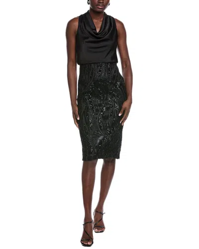 Aidan Mattox Solid Mid Dress In Black