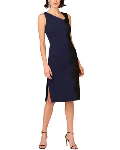 Aidan Mattox Solid Midi Dress In Blue