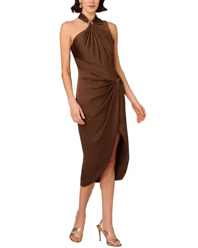 Aidan Mattox Solid Midi Dress In Green