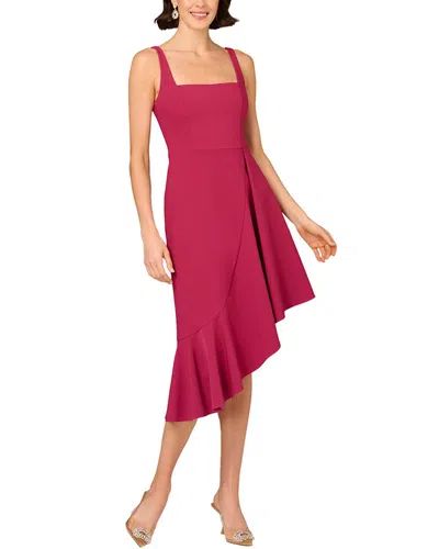 Aidan Mattox Sleeveless High-low Ruffle Crepe Midi Dress In Pink