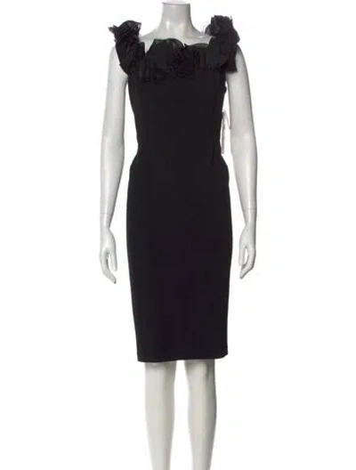 Pre-owned Aidan Mattox Square Neckline Knee-length Dress W/ Tags In Black