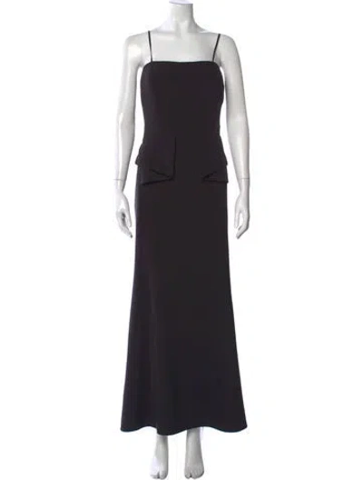 Pre-owned Aidan Mattox Square Neckline Long Dress In Black