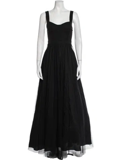 Pre-owned Aidan Mattox Square Neckline Long Dress In Black