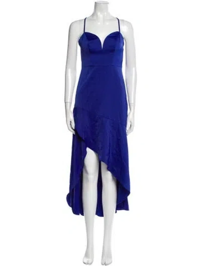 Pre-owned Aidan Mattox Square Neckline Long Dress In Blue