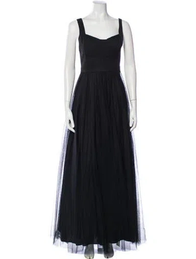 Pre-owned Aidan Mattox Square Neckline Long Dress In Blue