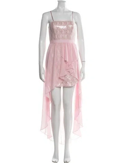 Pre-owned Aidan Mattox Square Neckline Long Dress In Pink
