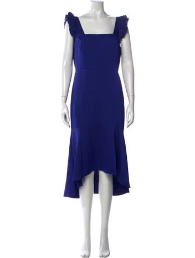 Pre-owned Aidan Mattox Square Neckline Midi Length Dress In Blue
