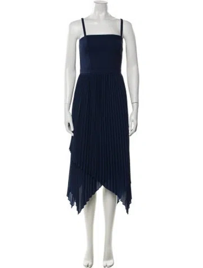 Pre-owned Aidan Mattox Square Neckline Midi Length Dress W/ Tags In Blue