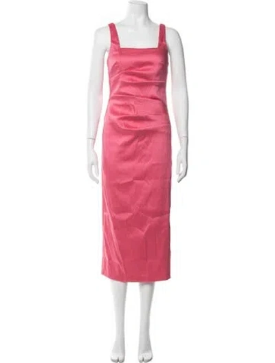 Pre-owned Aidan Mattox Square Neckline Midi Length Dress W/ Tags In Pink