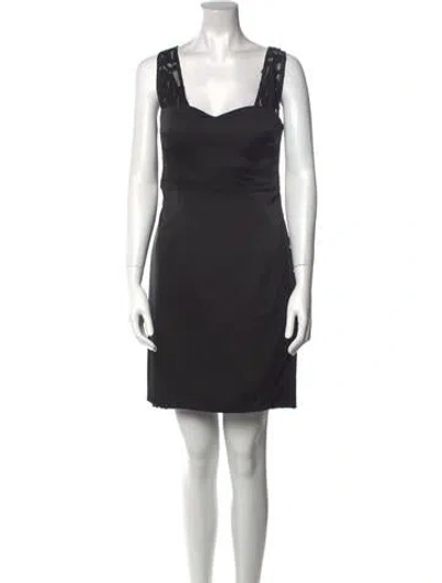 Pre-owned Aidan Mattox Square Neckline Mini Dress In Black