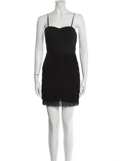 Pre-owned Aidan Mattox Square Neckline Mini Dress In Black