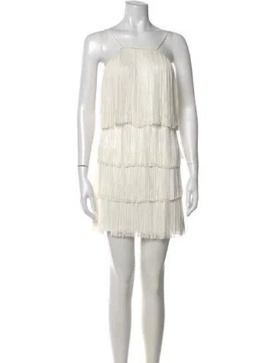 Pre-owned Aidan Mattox Square Neckline Mini Dress In Neutral