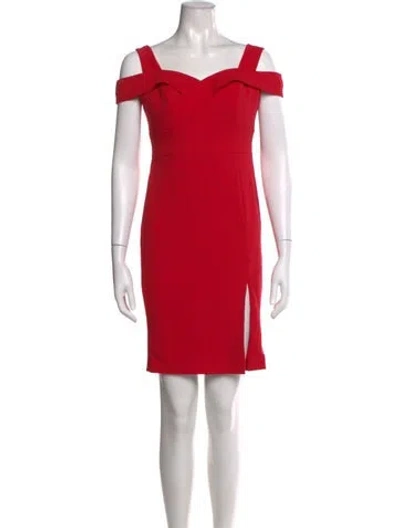 Pre-owned Aidan Mattox Square Neckline Mini Dress In Red