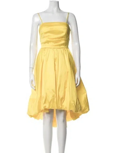 Pre-owned Aidan Mattox Square Neckline Mini Dress W/ Tags In Yellow
