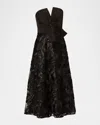 Aidan Mattox By Adrianna Papell Bow Sequin Strapless Gown In Black