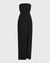 Aidan Mattox Strapless Crystal-embellished Column Gown In Black