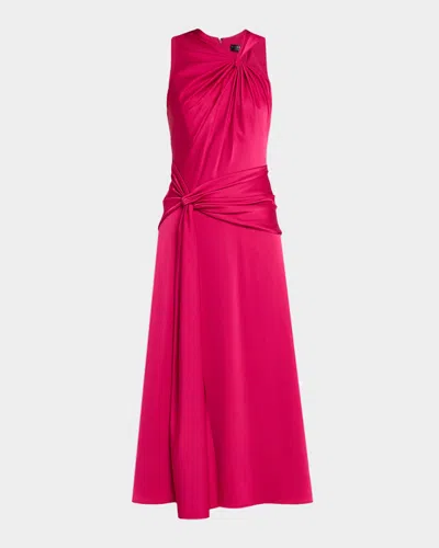 Aidan Mattox Strapless Embroidered Crepe Column Dress In Red