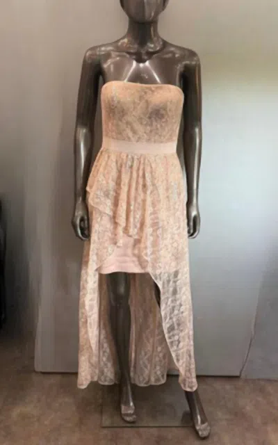 Aidan Mattox Strapless High Low Gown In Champagne In Neutral