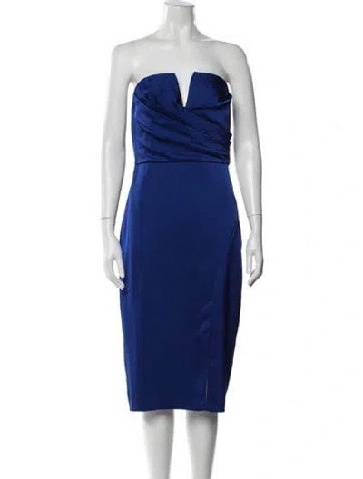 Pre-owned Aidan Mattox Strapless Knee-length Dress W/ Tags In Blue