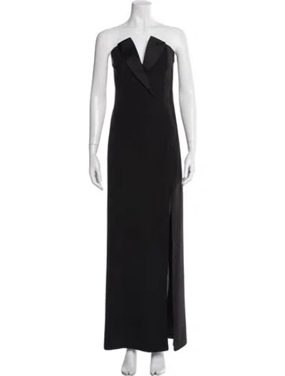 Pre-owned Aidan Mattox Strapless Long Dress In Black