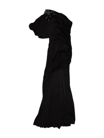 Pre-owned Aidan Mattox Strapless Long Dress In Black
