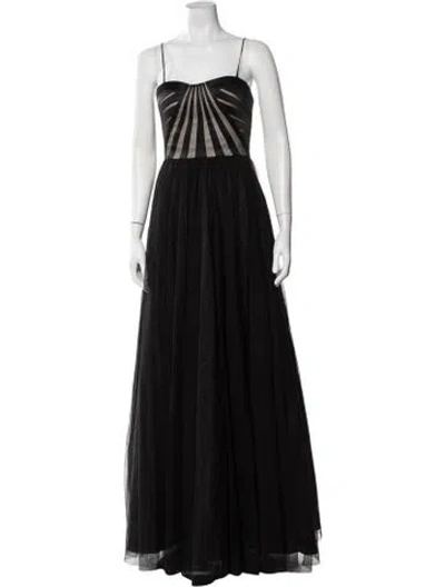 Pre-owned Aidan Mattox Strapless Long Dress In Black