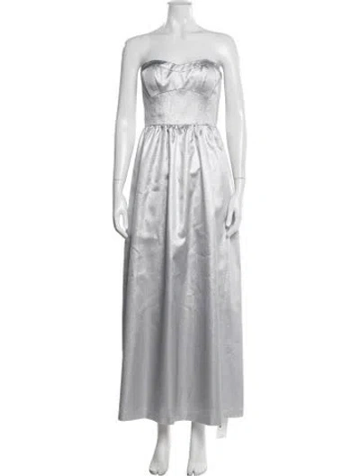 Pre-owned Aidan Mattox Strapless Long Dress In Metallic/silver