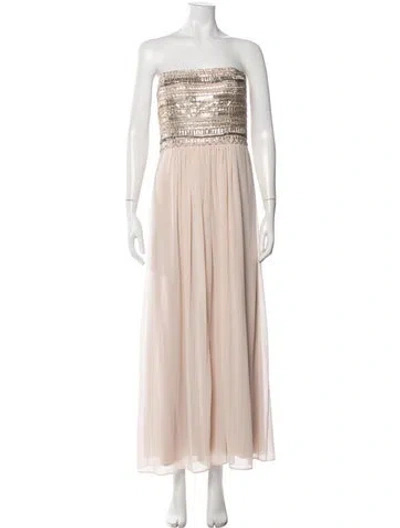 Pre-owned Aidan Mattox Strapless Long Dress In Multi