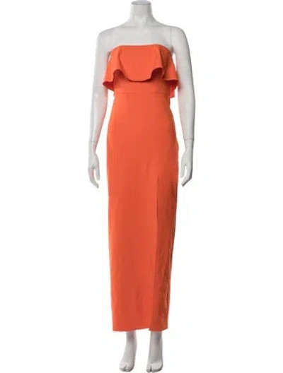 Pre-owned Aidan Mattox Strapless Long Dress In Orange