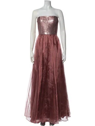 Pre-owned Aidan Mattox Strapless Long Dress In Pink
