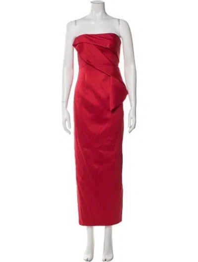 Pre-owned Aidan Mattox Strapless Long Dress W/ Tags In Red