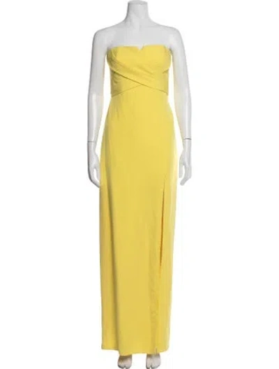 Pre-owned Aidan Mattox Strapless Long Dress In Yellow
