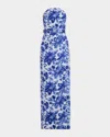 Aidan Mattox Strapless Metallic Floral Jacquard Column Gown