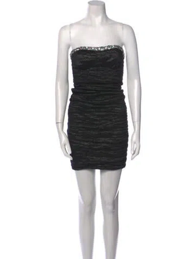 Pre-owned Aidan Mattox Strapless Mini Dress In Black