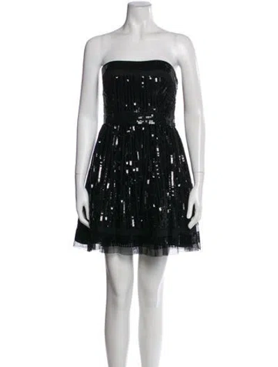 Pre-owned Aidan Mattox Strapless Mini Dress In Black