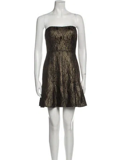 Pre-owned Aidan Mattox Strapless Mini Dress In Gold