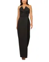 Aidan Mattox Strapless Satin Column Dress In Black