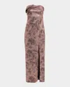 Aidan Mattox Strapless Shimmer Jacquard Column Gown In Brown