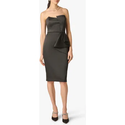 Aidan Mattox Strapless Stretch Mikado Cocktail Dress In Brown