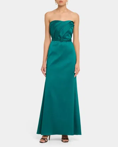 Aidan Mattox Strapless Stretch Mikado Gown In Dark Ivy In Multi
