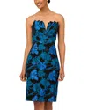 Aidan Mattox Strapless Floral Jacquard Dress