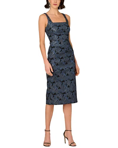 Aidan Mattox Stretch Jacquard Midi Dress In Ai002-black/navy