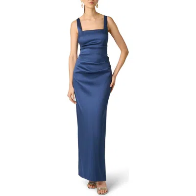Aidan Mattox Stretch Mikado Column Gown In Blue