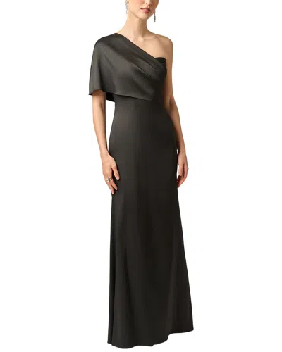 Aidan Mattox Stretch Mikado Long Dress In Aa002-black