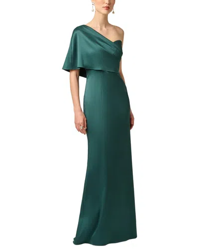Aidan Mattox Stretch Mikado Long Dress In Green