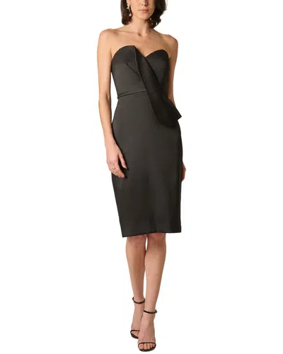 Aidan Mattox Stretch Mikado Midi Dress In Black
