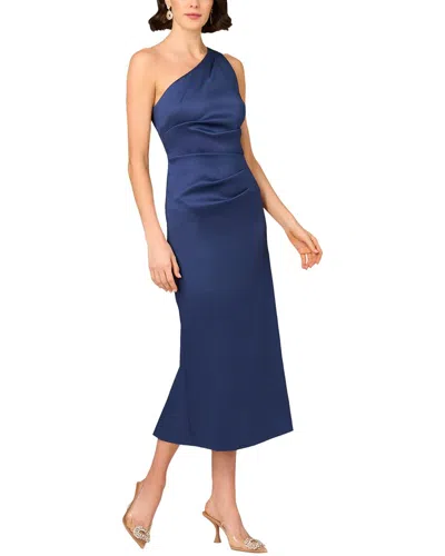 Aidan Mattox Stretch Mikado Midi Dress In Aa412-navy